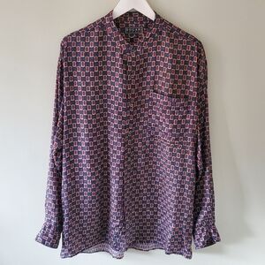 Bogari Studio M Old Money Retro 70s Eclectic Grandpa Silk Button Down Shirt